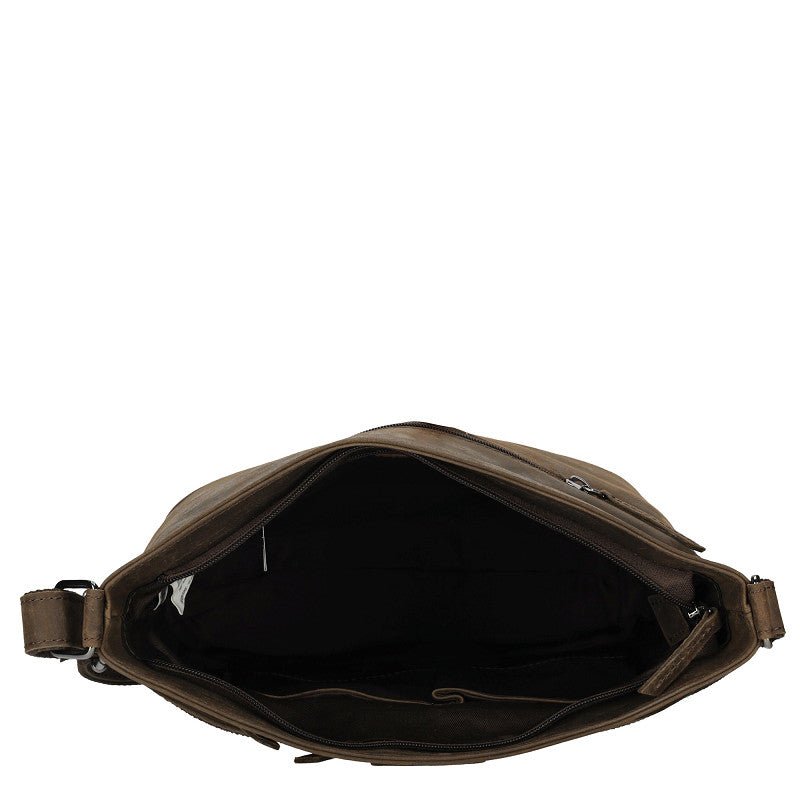 Genua Schoudertas Bruin Leren 30x12x25 Cm Ideaal Voor Dagelijks Gebruik En Reizen - Sannes Sieraden