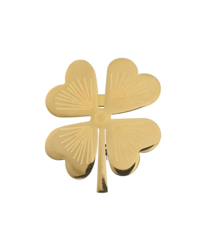 Gouden Klavertje Broche Van Roestvrij Staal Sieraad - Sannes Sieraden