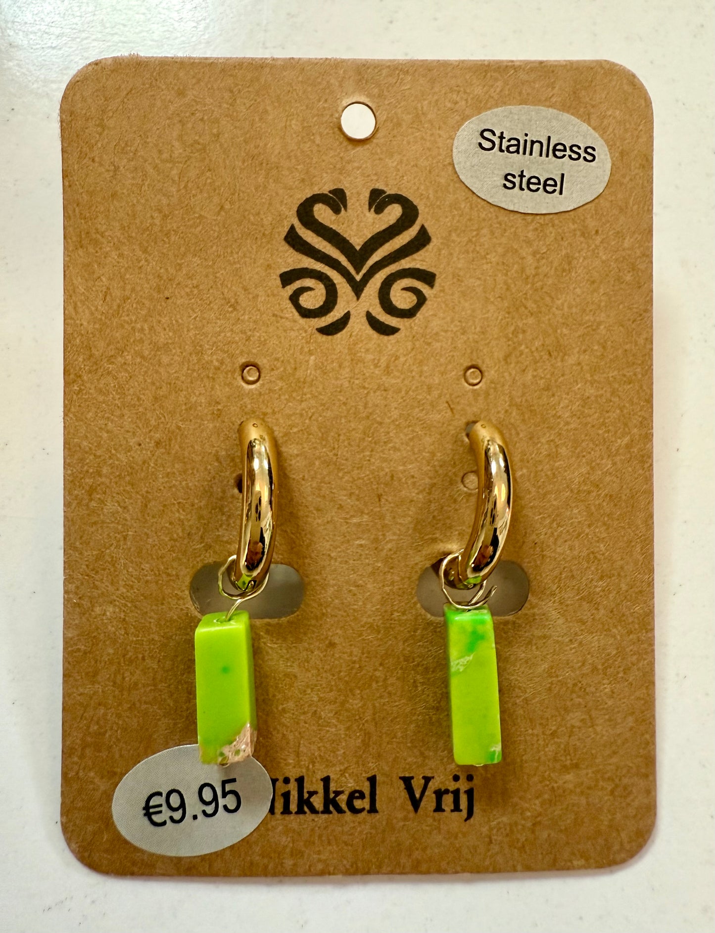 Stras4you gouden oorbelhangers rechthoekige steen