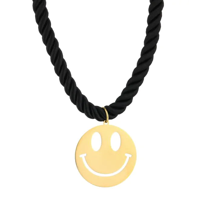Smiley ketting zwart