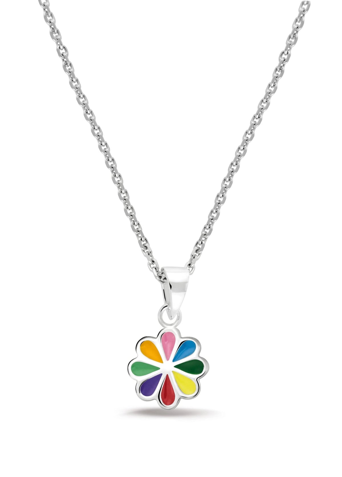 Ketting Met Gekleurde Bloem Van 925 Zilver Sieraad Uniek - Sannes Sieraden