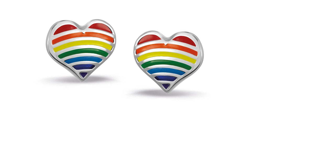 Oorknopjes regenboog hartje - Sannes Sieraden