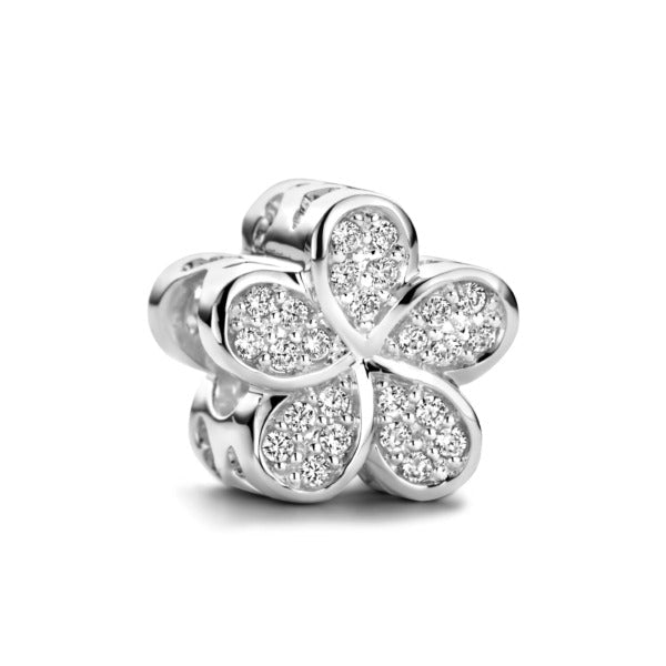 Rosa Di Luca Zilver Bedel Zirkonia Bloem Pandora Compatibel - Sannes Sieraden