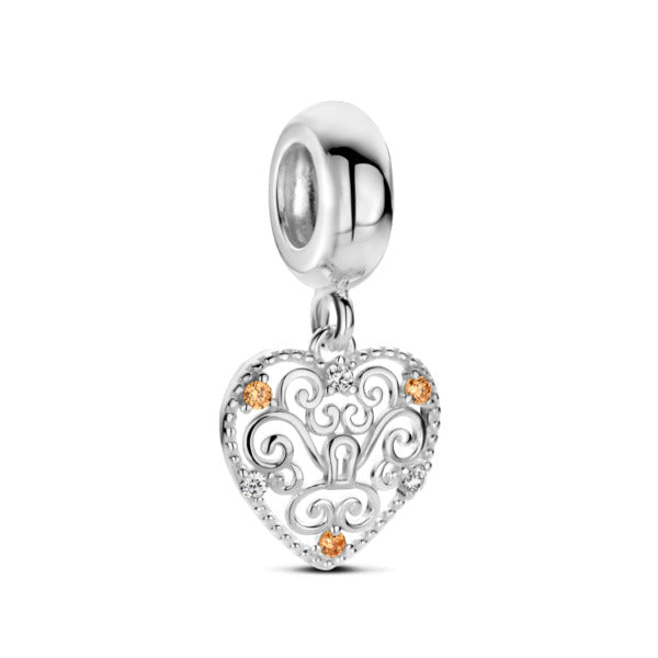 Rosa Di Luca Zilver Bedel Zirkonia Hanger Hart Champagne - Sannes Sieraden