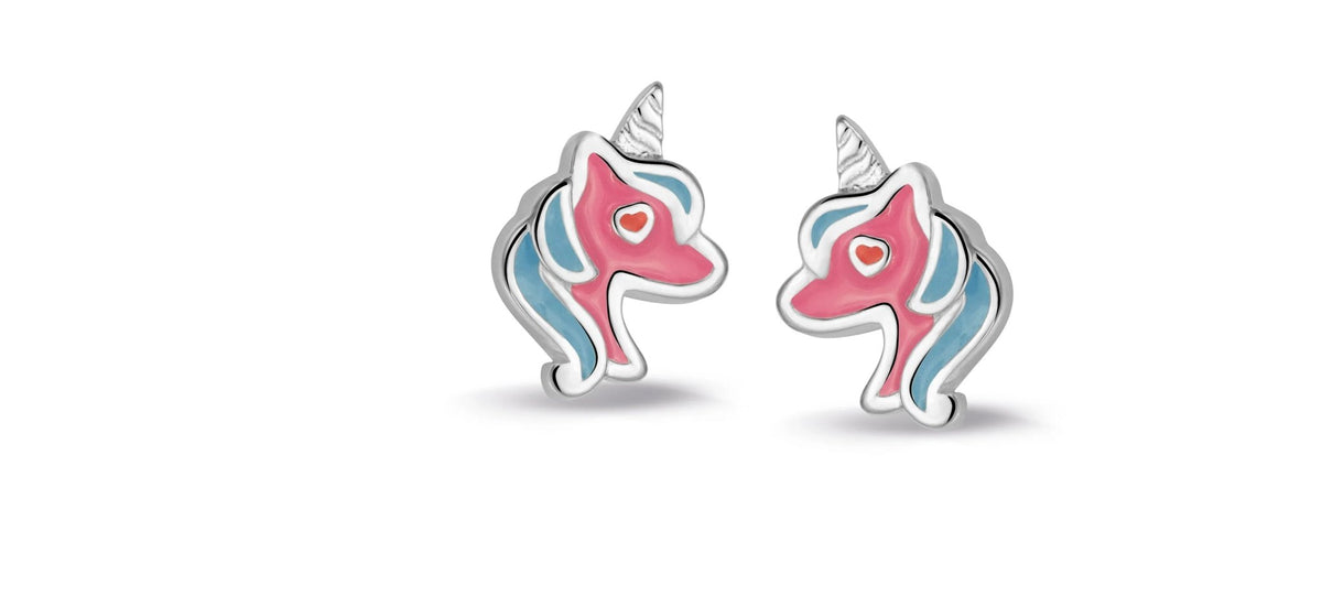 Roze Eenhoorn Oorknopjes Van 925 Zilver Sieraden Voor Dames - Sannes Sieraden