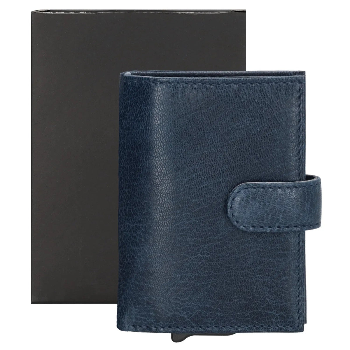 Safety Wallet Donkerblauw Leren Buitenkant Kaarthouder - Sannes Sieraden